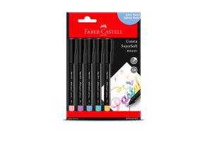 KIT CANETA SUPERSOFT PEN 1.0MM  PASTEL C/ 5 FABER CASTELL