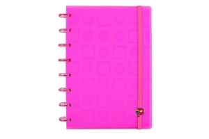 CADERNO POP DISC BUBBLE NEON GRANDE COR:ROSA NEON