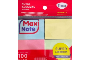 BLOCO AUTOADESIVO MAXI NOTE 38MMX50MM 4 UNIDADES C/ 100 FLS